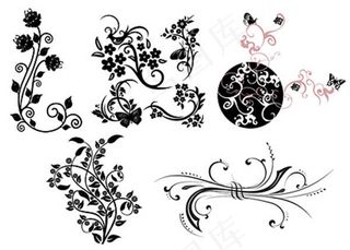 黑色花纹花藤矢量素材