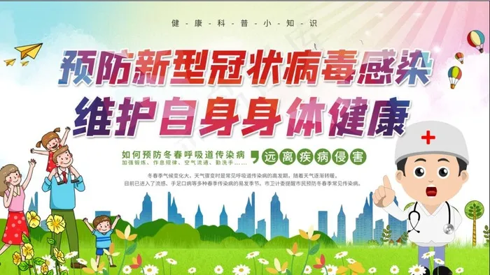 新冠性病毒 预防肺炎 发预防宣传栏psd模版下载