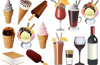 冰激淋红酒饮料图片