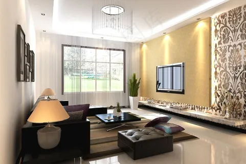 现代简约电视背景墙效果图