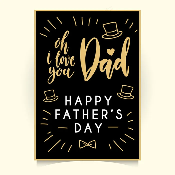 金色元素黑色的父亲节贺卡eps,ai矢量模版下载