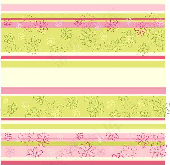时尚花纹花朵条纹背景素材ai矢量模版下载