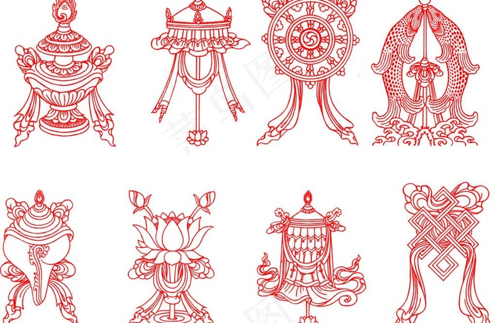 藏式八宝图图片