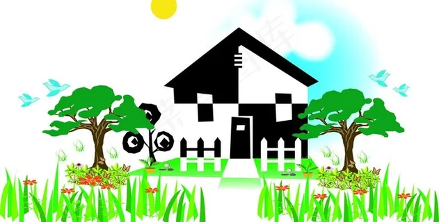 卡通风景画图片