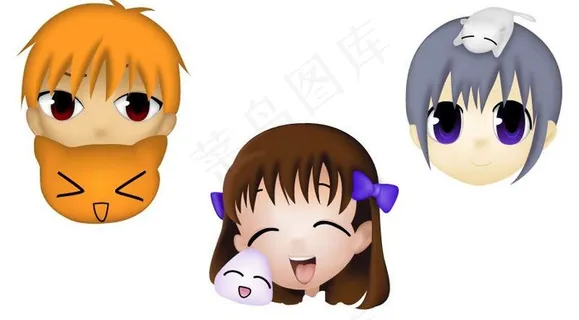 q版水果篮子主角头像素材图片