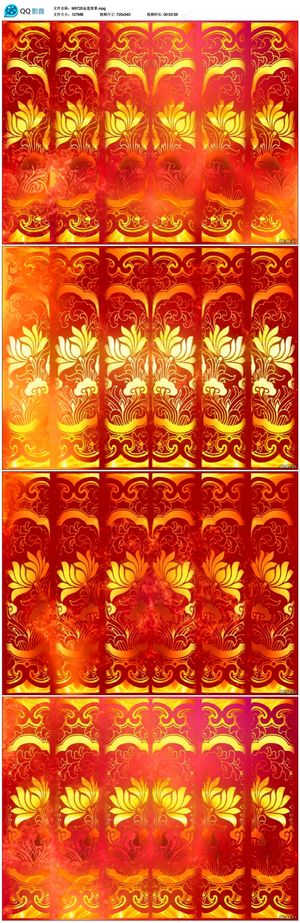 中国风喜庆金色花纹LED大屏幕背景...