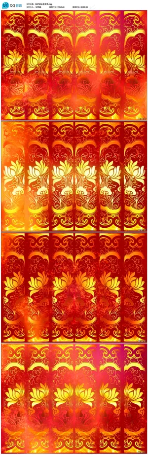 中国风喜庆金色花纹LED大屏幕背景...
