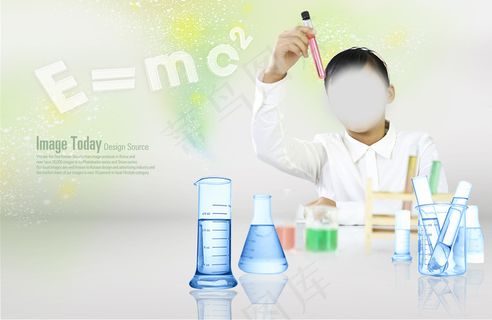 在做化学实验的女生人物PSD分层素...