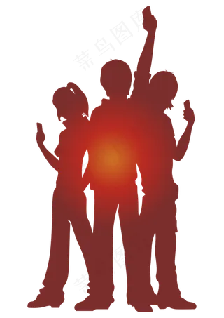 卡通彩色奔跑运动跑步人物剪影素材