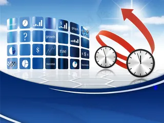 蓝色时钟科技商务ppt模板