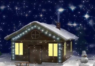 雪地圣诞屋标清动态背景视频素材