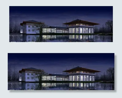 仿古建筑分层效果图图片