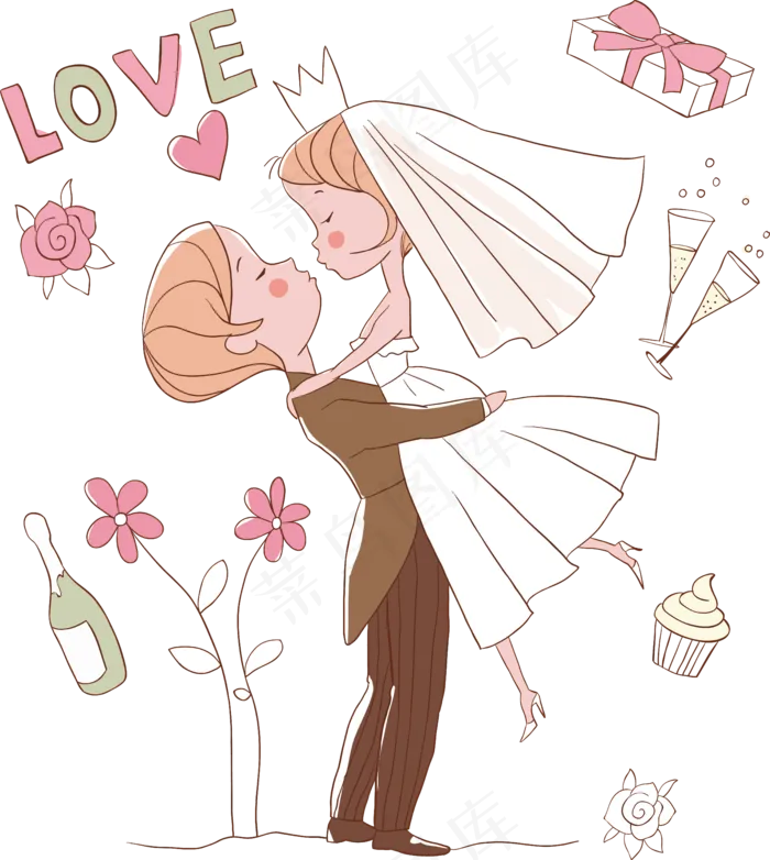 情人节贺卡元素love婚礼设计