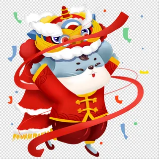 2020鼠年插画风老鼠舞狮喜庆素材