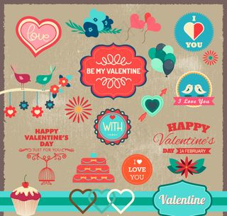 复古情人节装饰标签