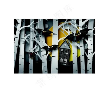 白桦树上的动物折纸图片