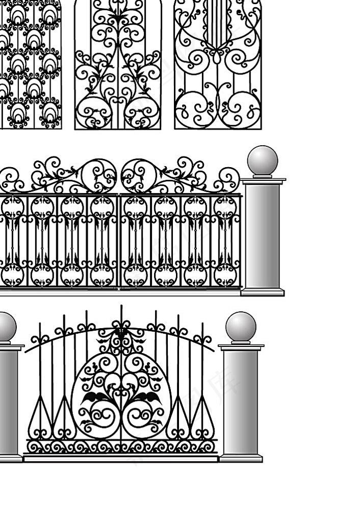 欧式铁艺花纹矢量素材