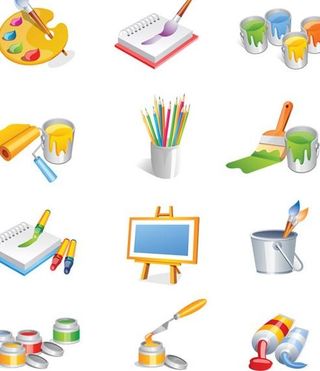 绘画油漆用品设计矢量图 AI