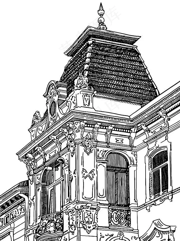 城市建筑风景插画图片