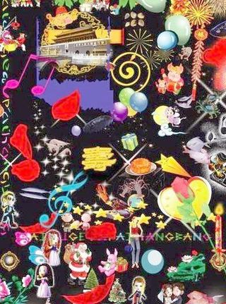 新年素材 金童玉女 鞭炮 蜡烛 结...