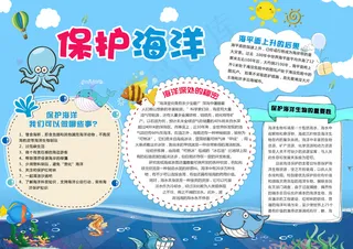创意保护海洋手抄报模版