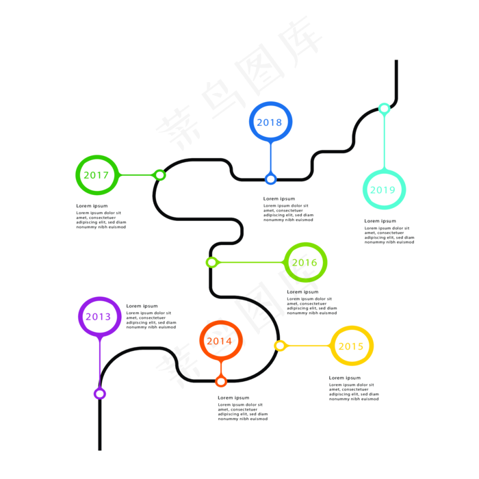 彩色时间轴图表弯道彩色时间轴图表弯道ai矢量模版下载