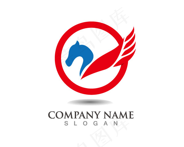 红色飞马logo标志eps,ai矢量模版下载