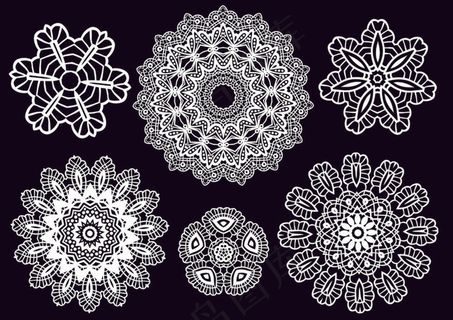 古典环状蕾丝花纹矢量素材