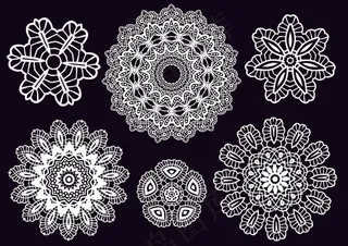 古典环状蕾丝花纹矢量素材