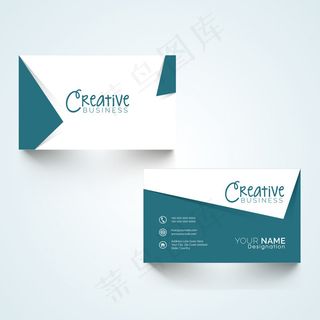 蓝白几何拼接商业名片