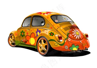 可爱花朵汽车