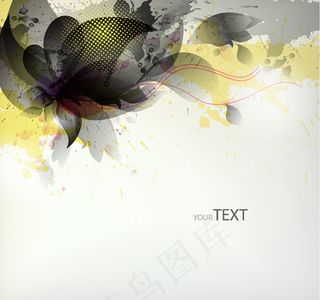花卉花朵彩色墨迹艺术水彩背景素材