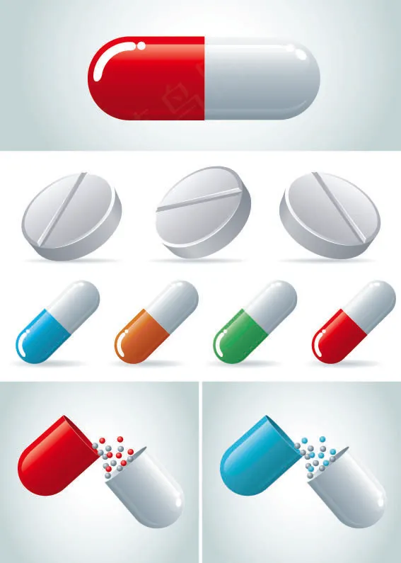 药片胶囊矢量素材eps,ai矢量模版下载