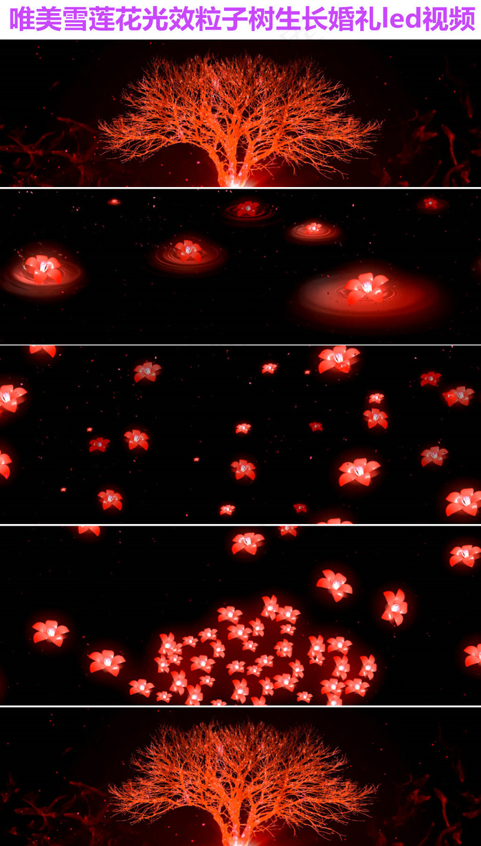 唯美雪莲花光效粒子树生长婚礼led...