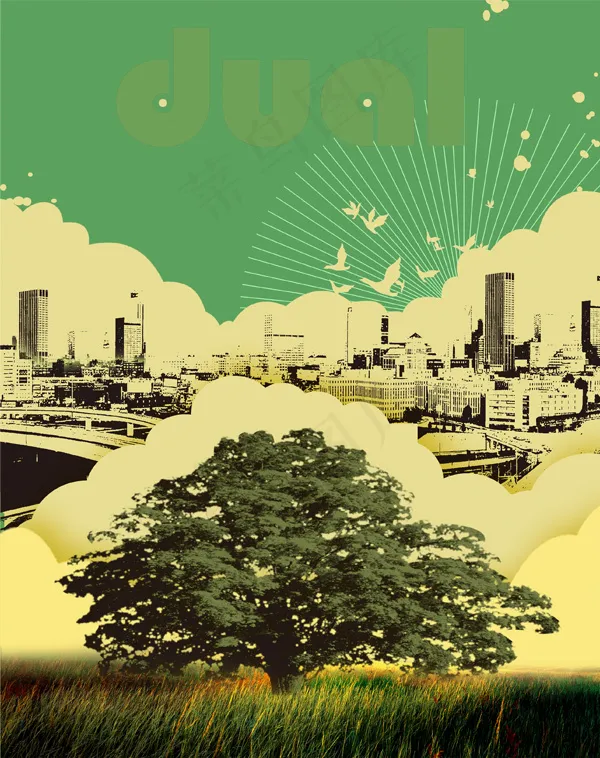 复古风格城市建设(2575X3255(DPI:300))psd模版下载