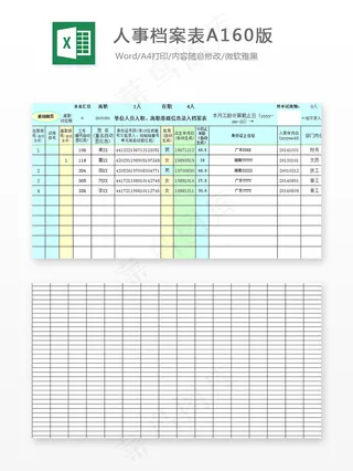 人事档案表A160版