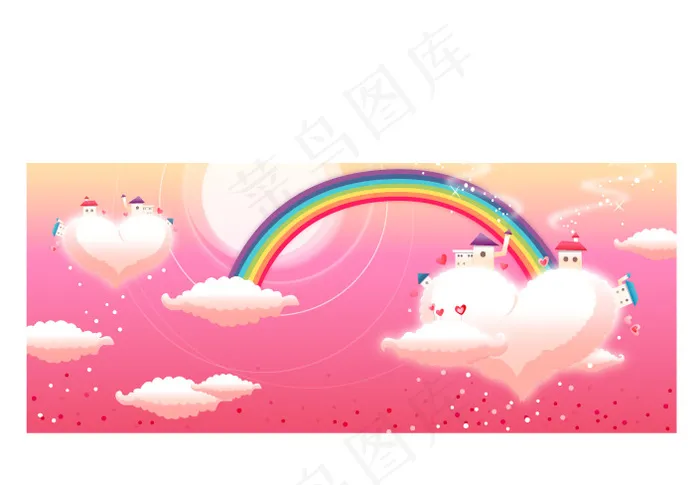 卡通彩虹云彩矢量图ai矢量模版下载
