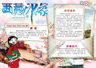 魅力印象西藏学生电子小报手抄报模板