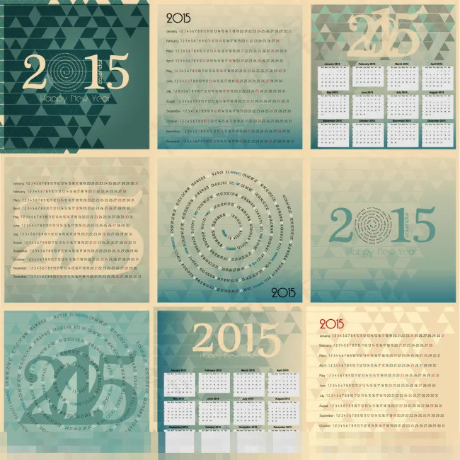 2015年年历eps,ai矢量模版下载