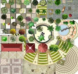 室外彩平图制作素材图片