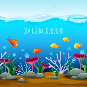 海底鱼蓝色素材唯美背景