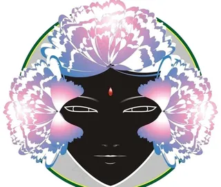 时尚花朵中国脸谱 黑图片