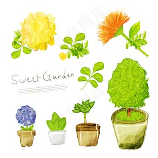 盆栽花盆植物花卉PSD分层素