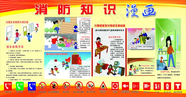 消防知识漫画cdr矢量模版下载