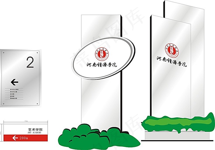 河南经济学院导视牌模板素材