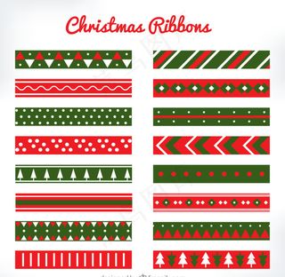 彩色圣诞丝带素材
