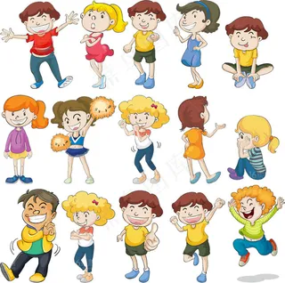 可爱的卡通儿童人物矢量素材