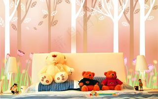 儿童房背景墙图案图片