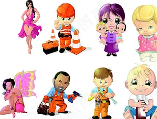 卡通人物设计矢量素材图片