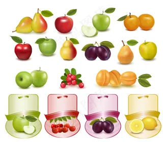 17款水果和标签矢量素材